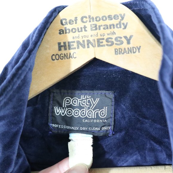 Vtg Patty Woodard Blue Velvet Blazer Jacket Open Front - Picture 4 of 5